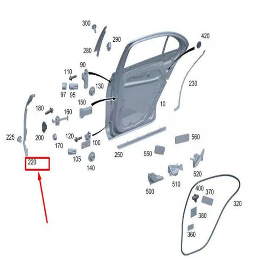 2237303400 Rear Right Door Seal for Mercedes-Benz S W223