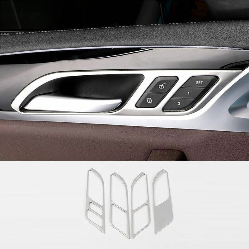 Matt Silver Steel Inner Door Handle Molding Cover Trim 4P for BMW X3 G01 2018-21
