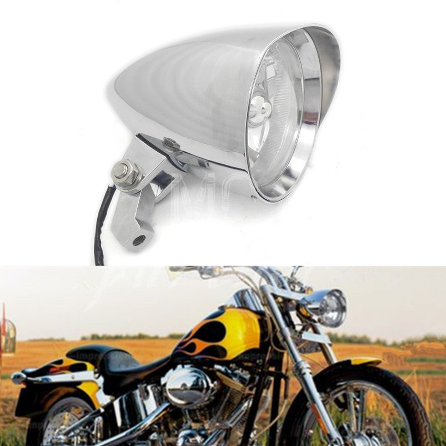 Chrome 4.7 Bullet Headlight for Harley Sportster XL Dyna Softail Chopper Bobber Q