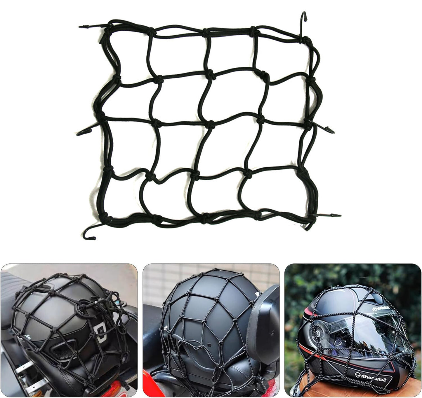 30*30CM Motorcycle Elasticated Luggage Cargo Net Strong Webbing Straps Tie Black Q