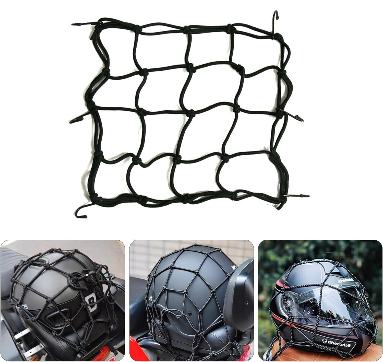 30*30CM Motorcycle Elasticated Luggage Cargo Net Strong Webbing Straps Tie Black Q