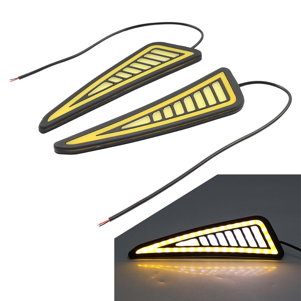 2x Car DRL LED Daytime Running Light Driving Turn Signal White/Amber Universal Q