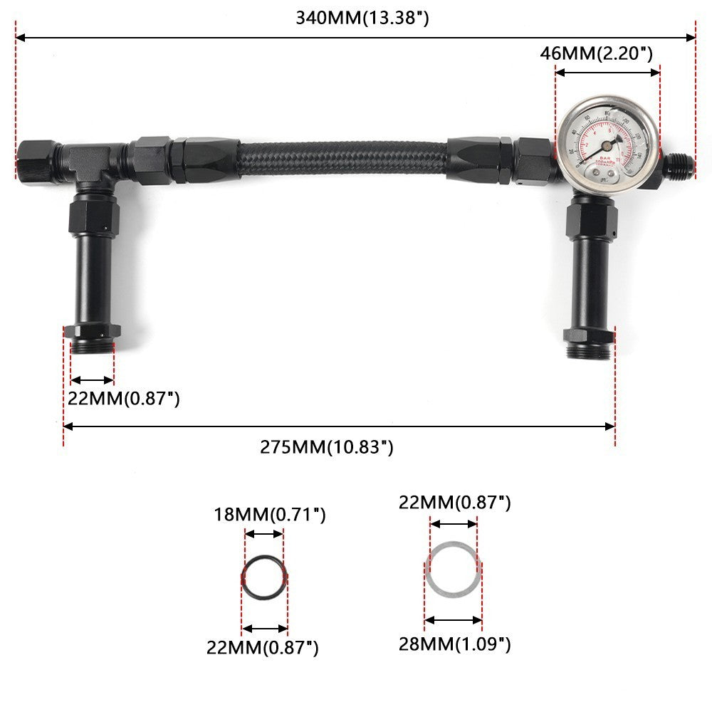 Fuel Line Pressure Gauge AN8 Braided Dual Feed Carb For Holley Carburetor 4150 Q