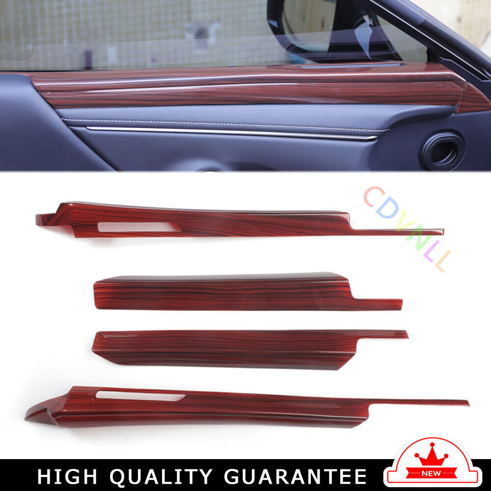 Car Inner Door Panel Cover Trim Interior 4PCS Fit for Lexus for ES 2015-17 Red Wood