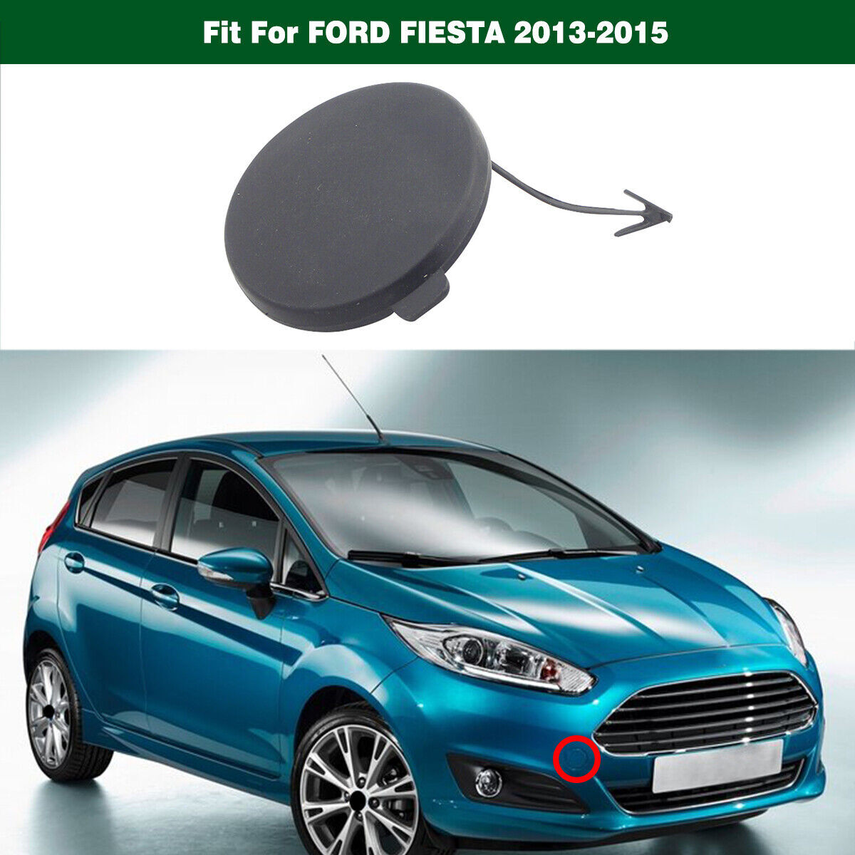 1Pcs Front Bumper Tow Hook Cap Cover Towing Eye Plug  for ford  Fiesta 2013-2015 Q