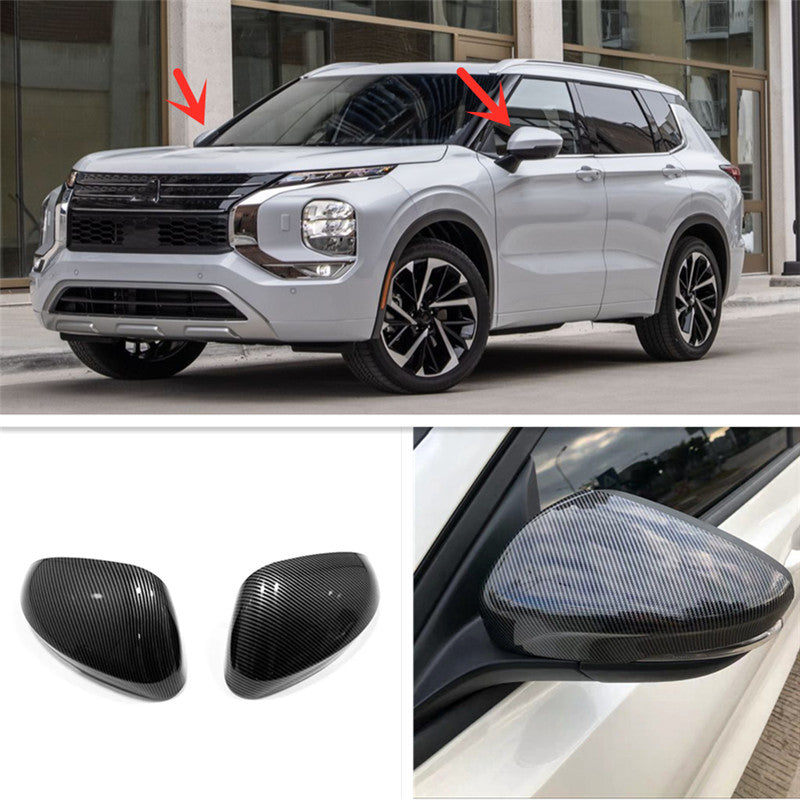Carbon Fiber ABS Side Door Mirror Cover Trims for Mitsubishi Outlander 2022-2023