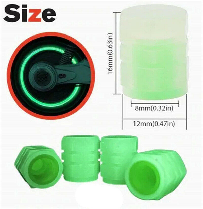 8pcs Universal Car Tire Valve Caps, Glowing Tire Valve Shaft Caps Q