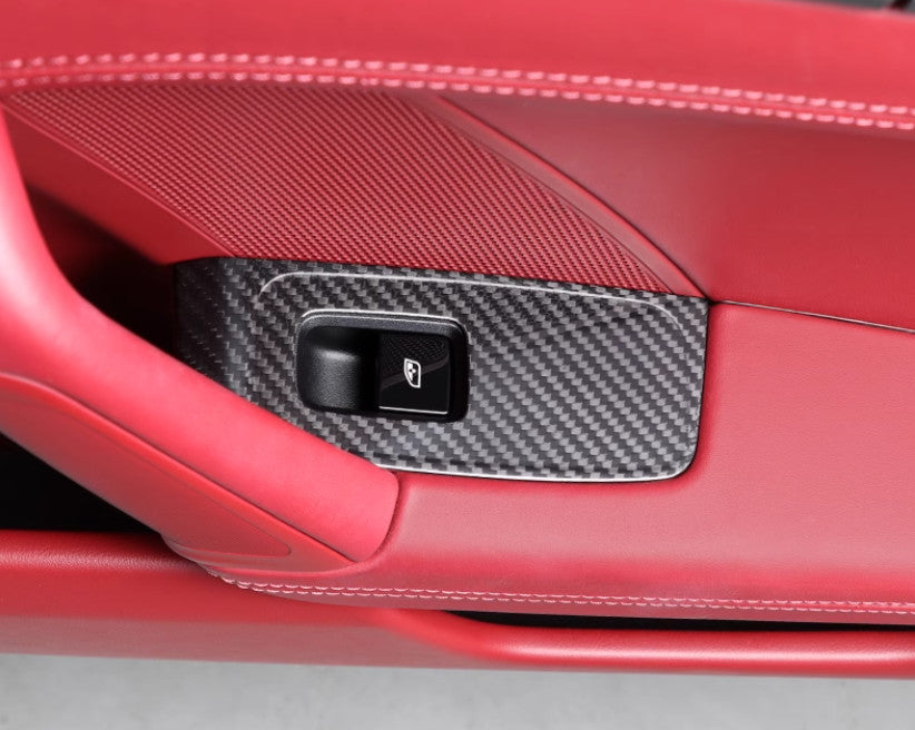 Carbon Fiber Window Lift Panel Switch Cover 2x For 911 992 2020-2024 n