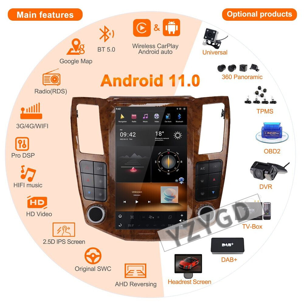 for Lexus RX300 RX330 RX350 RX400H 2004-2008 Car Radio Stereo Receiver GPS 2Din