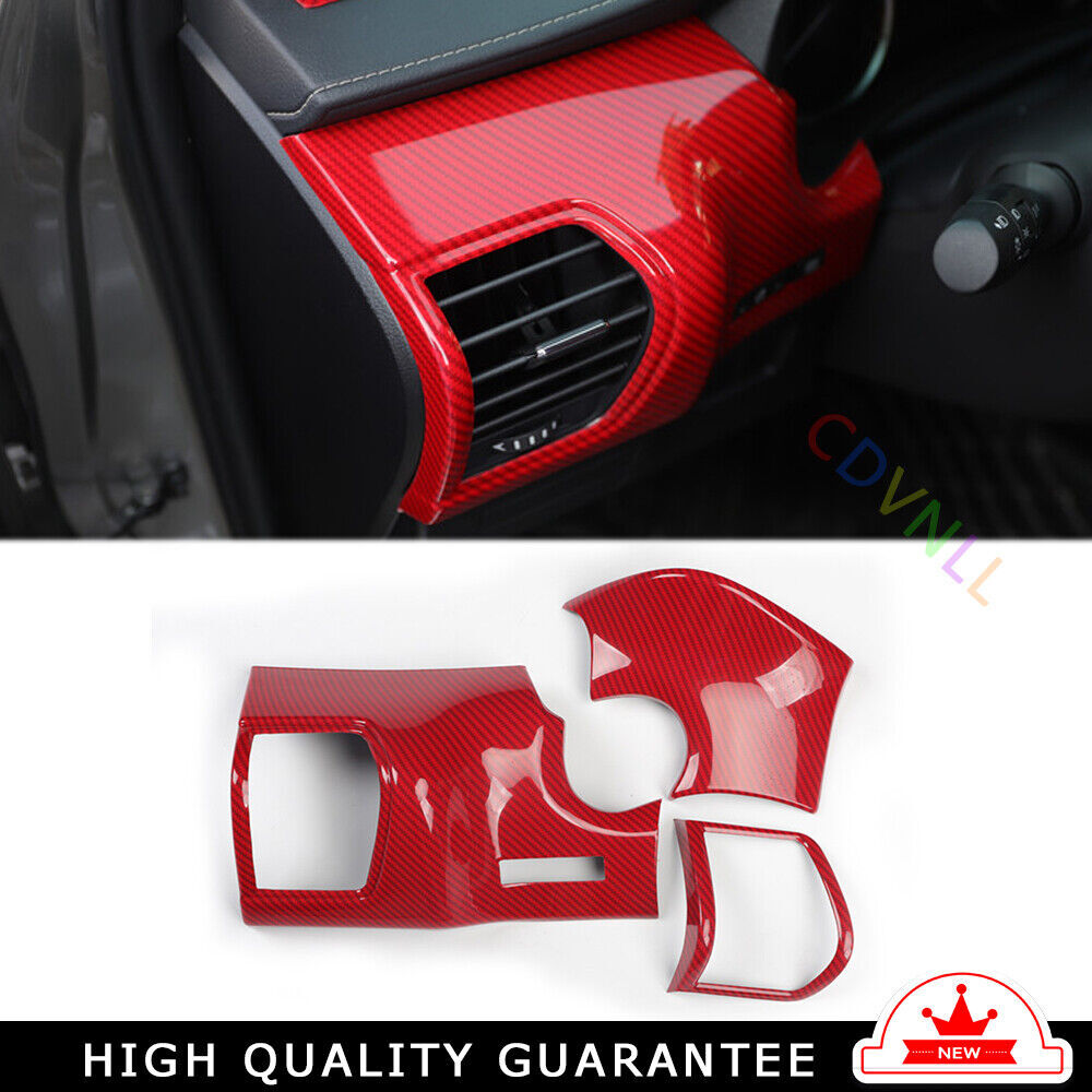 LR AC Air Outlet Vent Cover Trim 3PCS Fit for Lexus NX 2015-20 Red Carbon Fiber