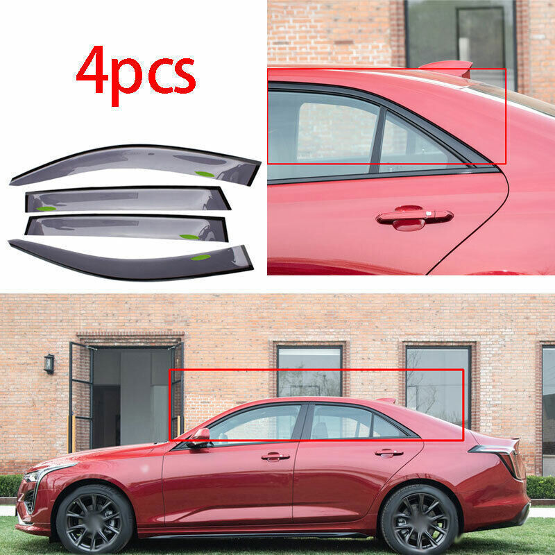 for Cadillac CT4 2020-2024 Smokey Window Visors Rain Guard Vent Protector Covers