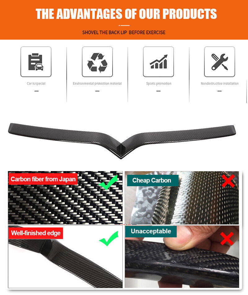Front Grille Grill Cover Strip Trim Decor Carbon Fiber for Model S 16-21 B n