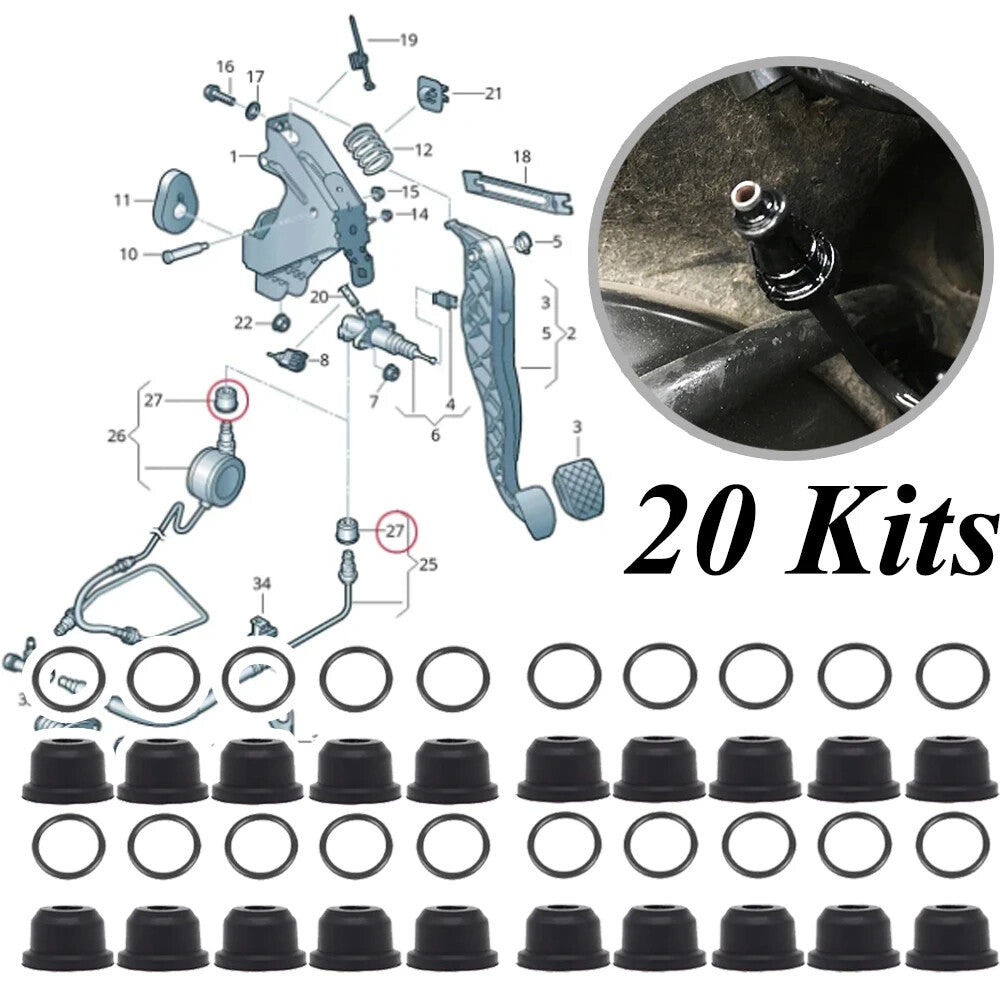 20 Set for VW for Golf Mk6/7/8 Car Clutch Slave Master Cylinder Pipe Seal Repair Set