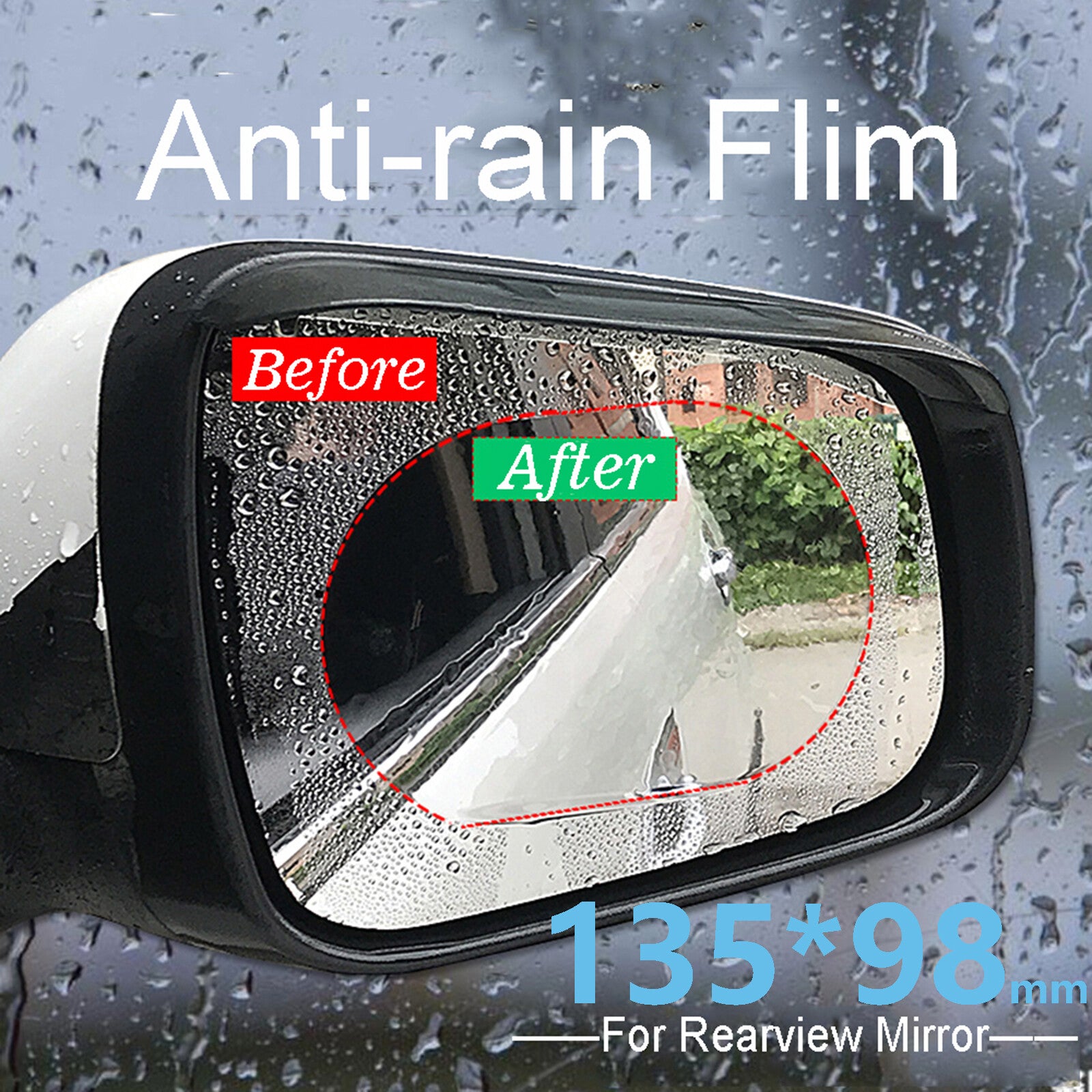 Car Side Truck Anti Fog Glare Rain Films Kit Rainproof Rearview Mirror Sticker