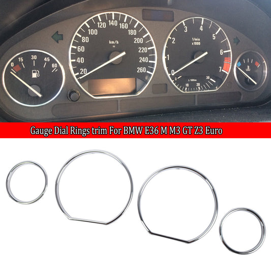 Chrome dashboard trim ring speedometer cluster panel for BMW E36 M3 GT Z3