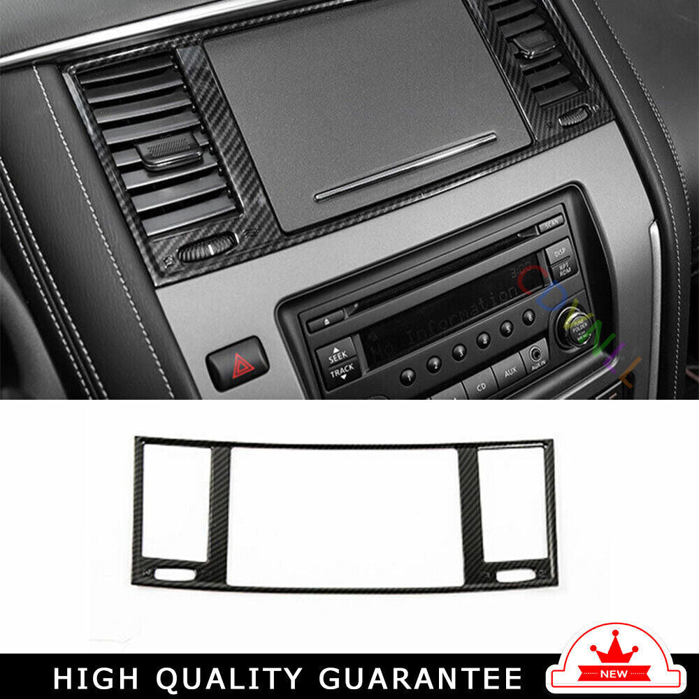 Middle Air Outlet Vent Cover Trim Fit for Nissan Armada Y62 17-20 Carbon Fiber