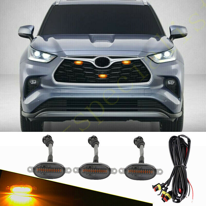 3X for Toyota Highlander 2016-21 Front Grille LED Light Style Grill Trim Q