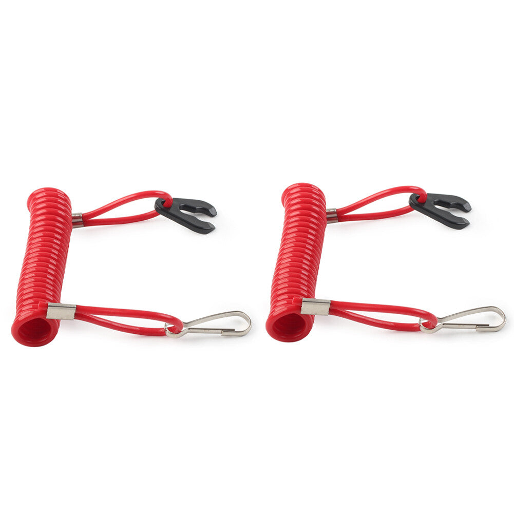 Outboard Kill Switch Lanyard Tether Emergency Stop Lanyard for Yamaha Red 2PCS