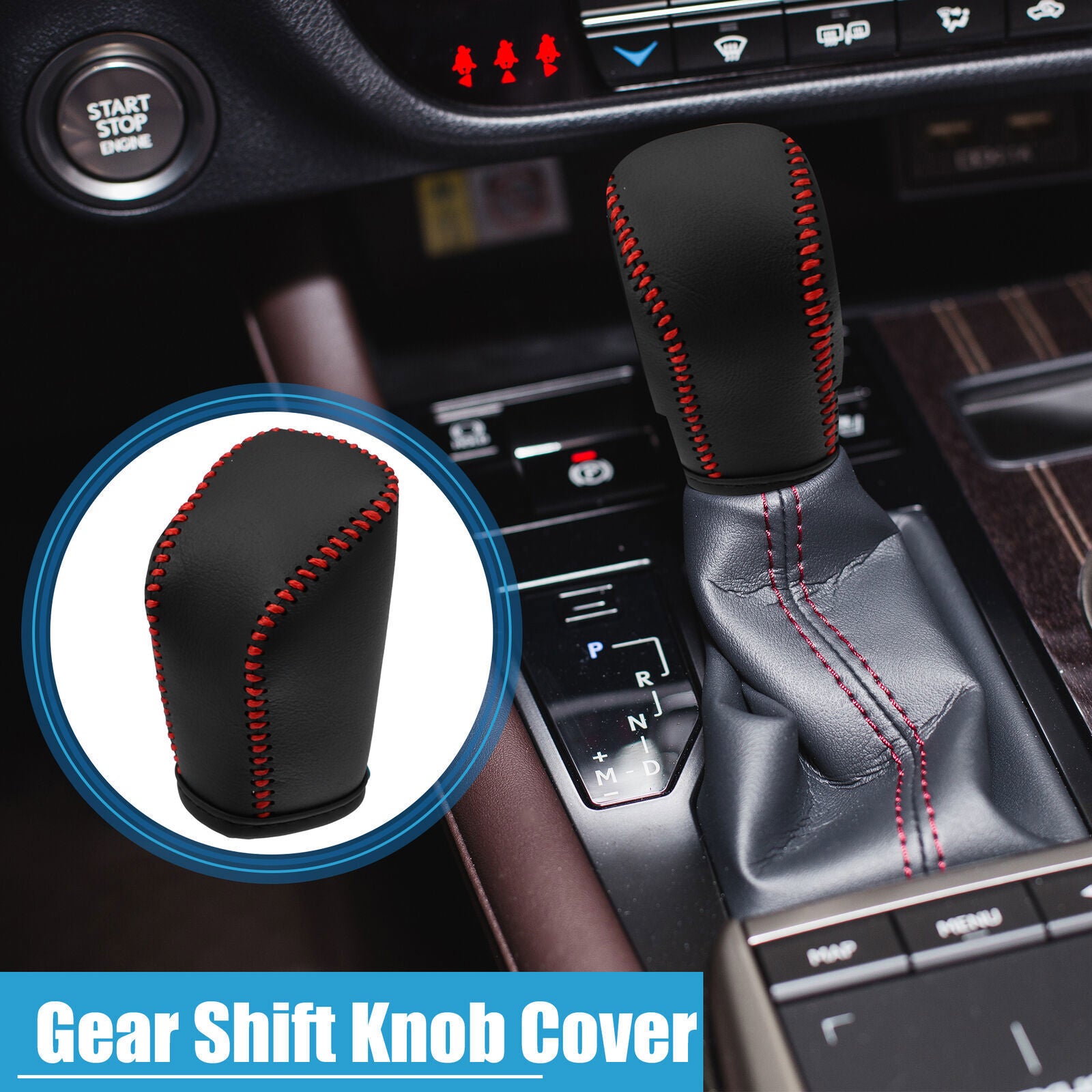 for Lexus for ES 300h 350 2016-18 Black Hand sewn leather Gear Shift Knob Cover trim