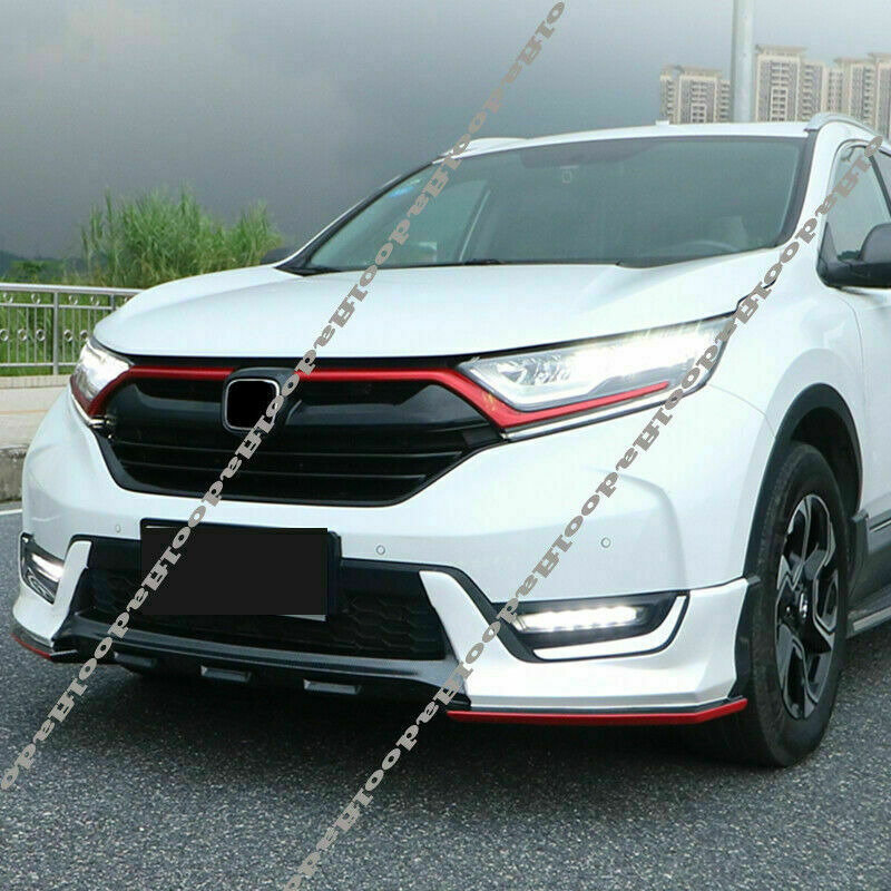 3X Black+Red Head Light  Front Grille Trim Molding for Honda CR-V CRV 2017-2019