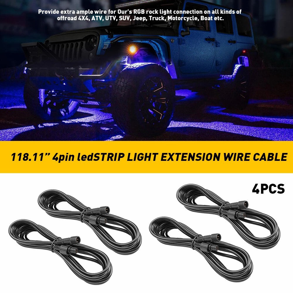 4x 4-pin extension cable connector RGB LED rock strip light glow light - v