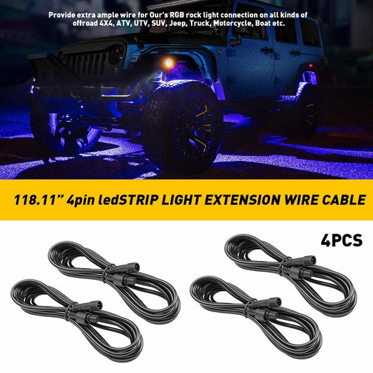 4x 4-pin extension cable connector RGB LED rock strip light glow light - v