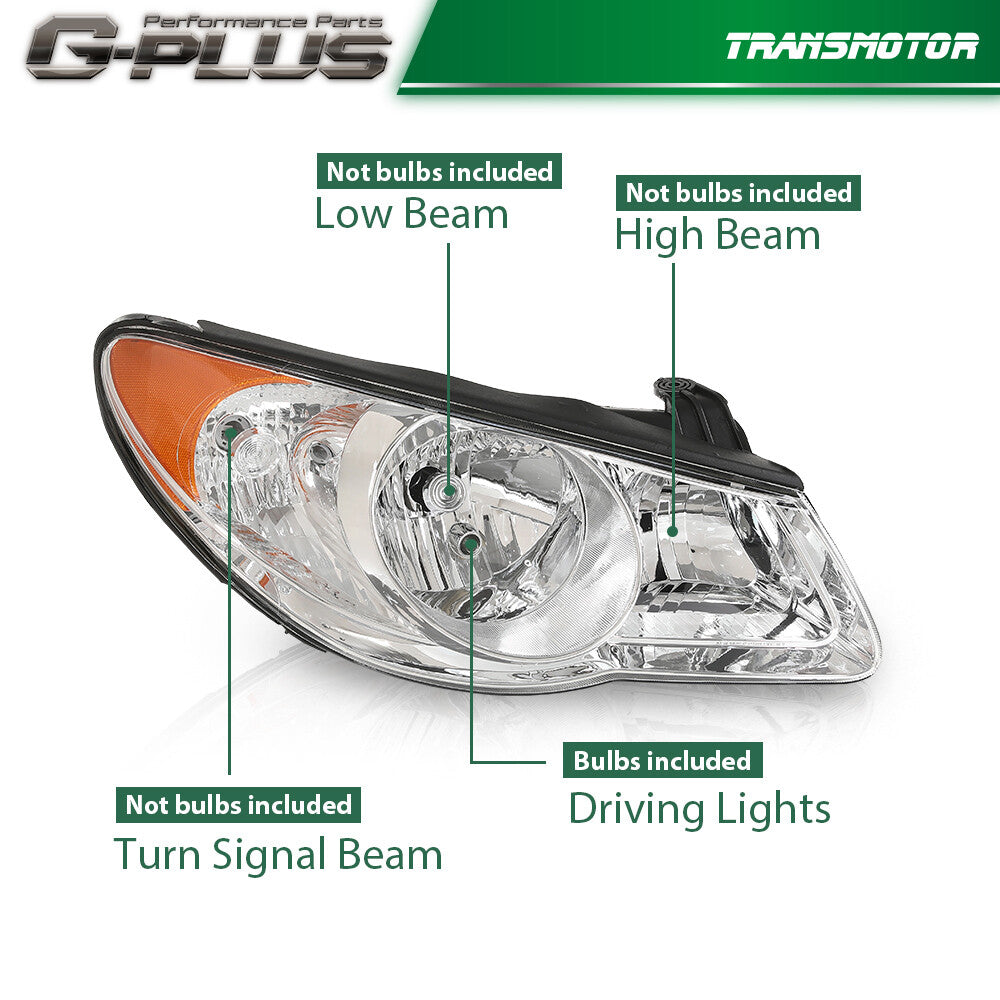 Fits 2007 2008 2009 2010 for Hyundai for Elantra Headlight Right Passenger Side Right Hand - v