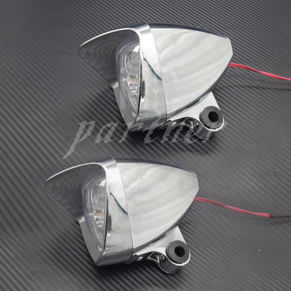 1 Pair Motorcycle Chrome LED Bullet Spot Light Fog Light for Honda for Yamaha Custom Q