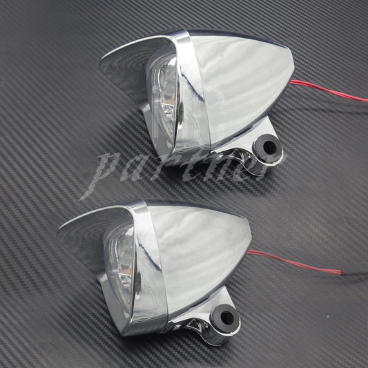1 Pair Motorcycle Chrome LED Bullet Spot Light Fog Light for Honda for Yamaha Custom Q