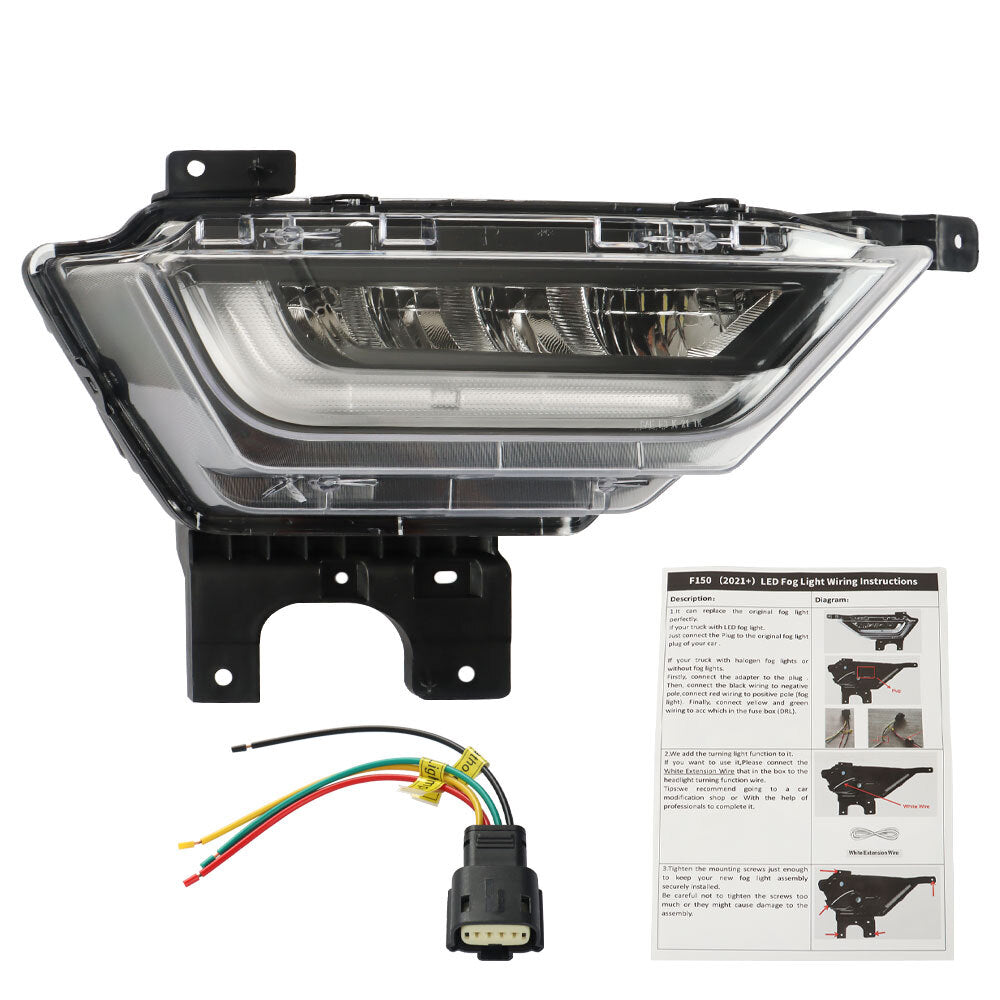 For F150 2021 - 2022: Front LED fog lights, driver's side light, passenger right side. n