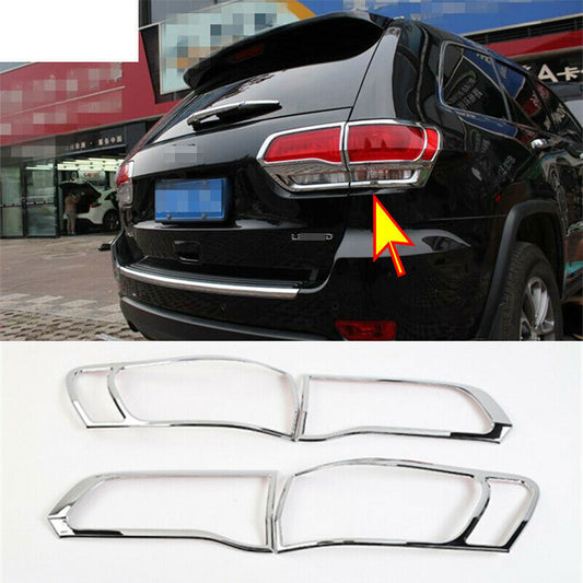 4P Chrome Taillight Rear Lamp Frame Cover Trim for Jeep Grand Cherokee 2014-2020