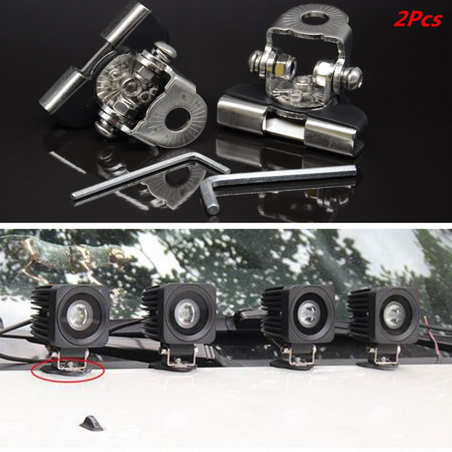 2 Pcs 304 Stainless Car A Pillar Hood Mount Bracket LED Holder Light Lamp Base