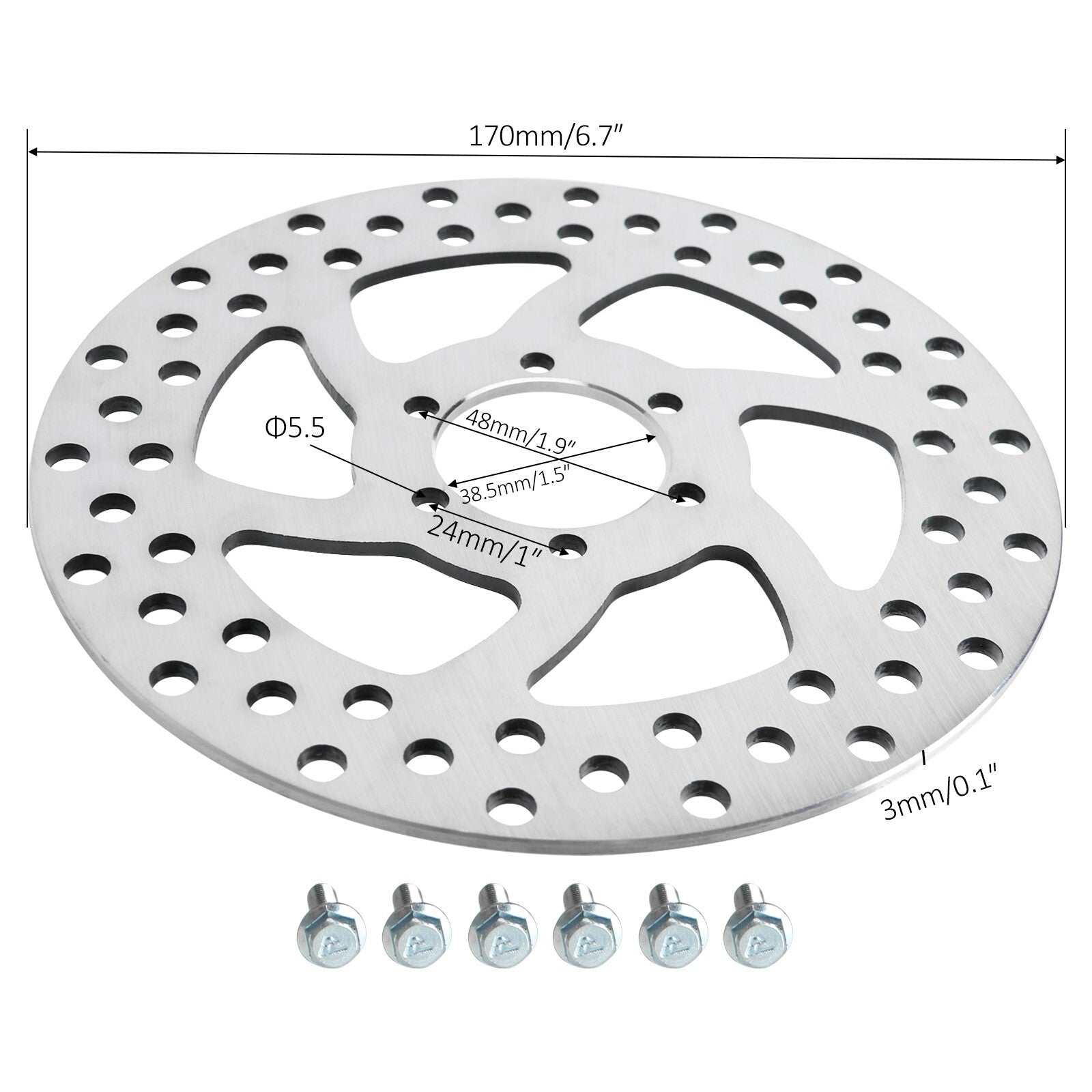 Front hydraulic disc brake caliper rotor suitable for scooters, for mini off-road bikes, bicycles, and all-terrain vehicles.