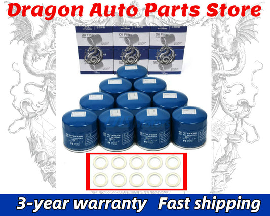HOT NEW Engine Oil Filters&Washers 10PACK FIT for Hyundai for Kia 26300-35505 Q