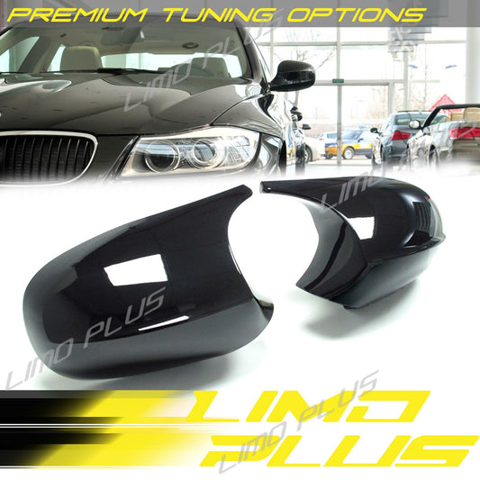 Pair Gloss Black Mirror Cover Caps M Style for E90 E91 E92 E93 LCI 08-13 v