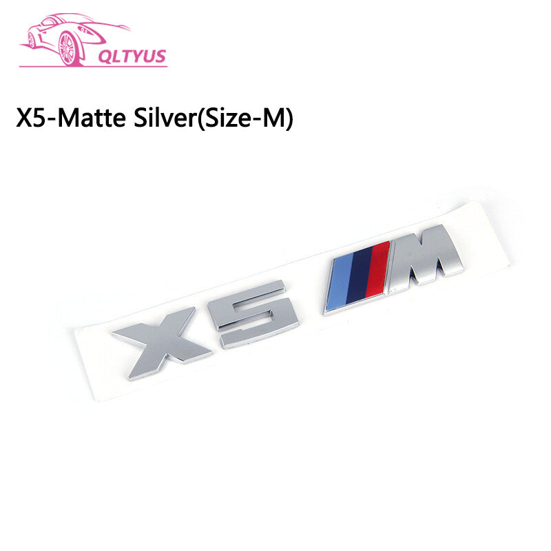 for BMW Matte Silver M Series X5M Trunk Emblem Lettering Decal Badge Set