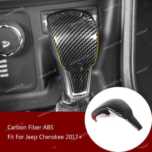 Carbon Fiber ABS Gear Shift Knob Cover Trim Fit for Jeep Grand Cherokee 17-2019 n