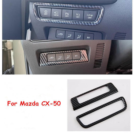 ABS Carbon Fiber Headlight Button Switch Cover Trim for Mazda CX-50 CX50 2023-25