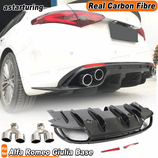for Alfa Romeo Giulia Base 952 2017-20 REAL Carbon Rear Bumper Diffuser Spoiler