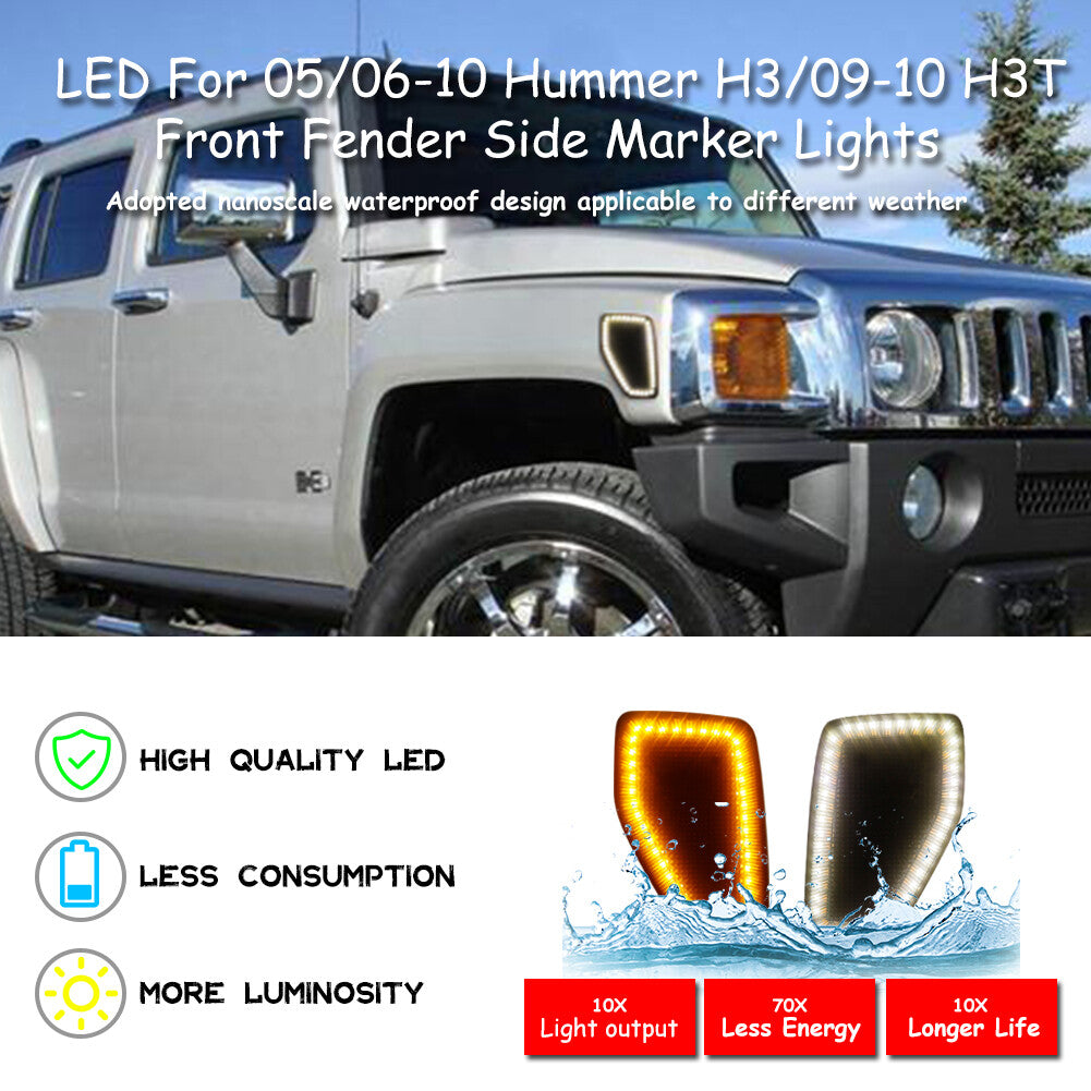 Switchback LED Front Fender Side Marker Indicator Lights for 2006 - 2010 for HUMMER H3- v