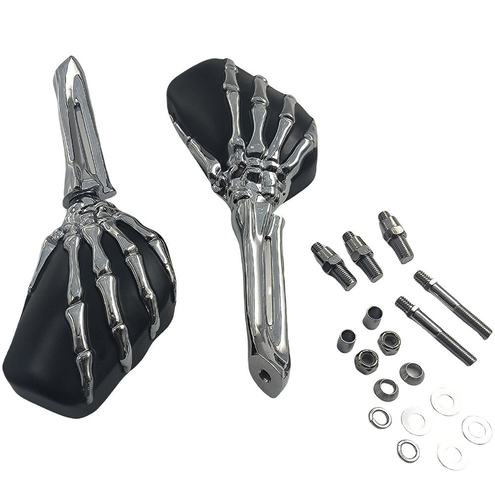 Chrome Black Skull Skeleton Mirrors for Harley Touring Sportster Dyna / for Honda
