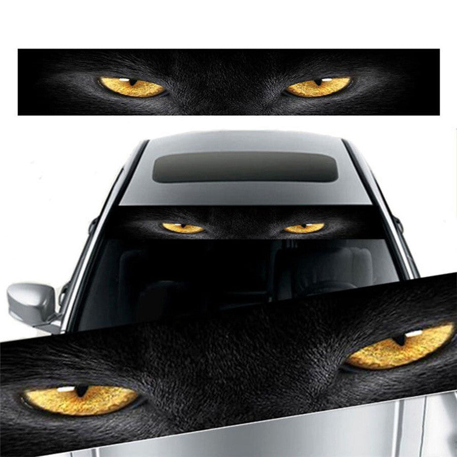 Sun Visor Strip Windshield Banner Vinyl Decal Yellow Eye Leopard Sunshade Decor