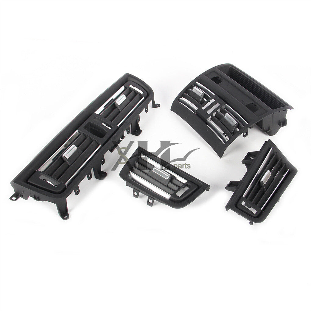 4pcs Dash AC Air Outlet Vent Kit Silver Trim Fit for BMW 520i 525i 530i 5 Series Q