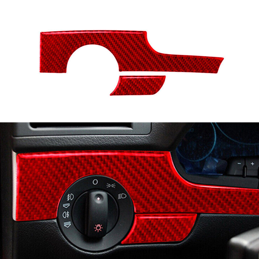 Red Carbon Fiber Center Control Button Trim TypeB For COBALT 2005-2010 v