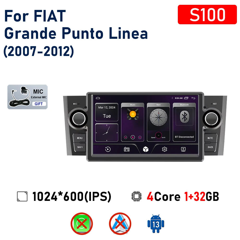 07-12 for Fiat Grande Punto Linea GPS Car Radio Carplay Multimedia Player Screen