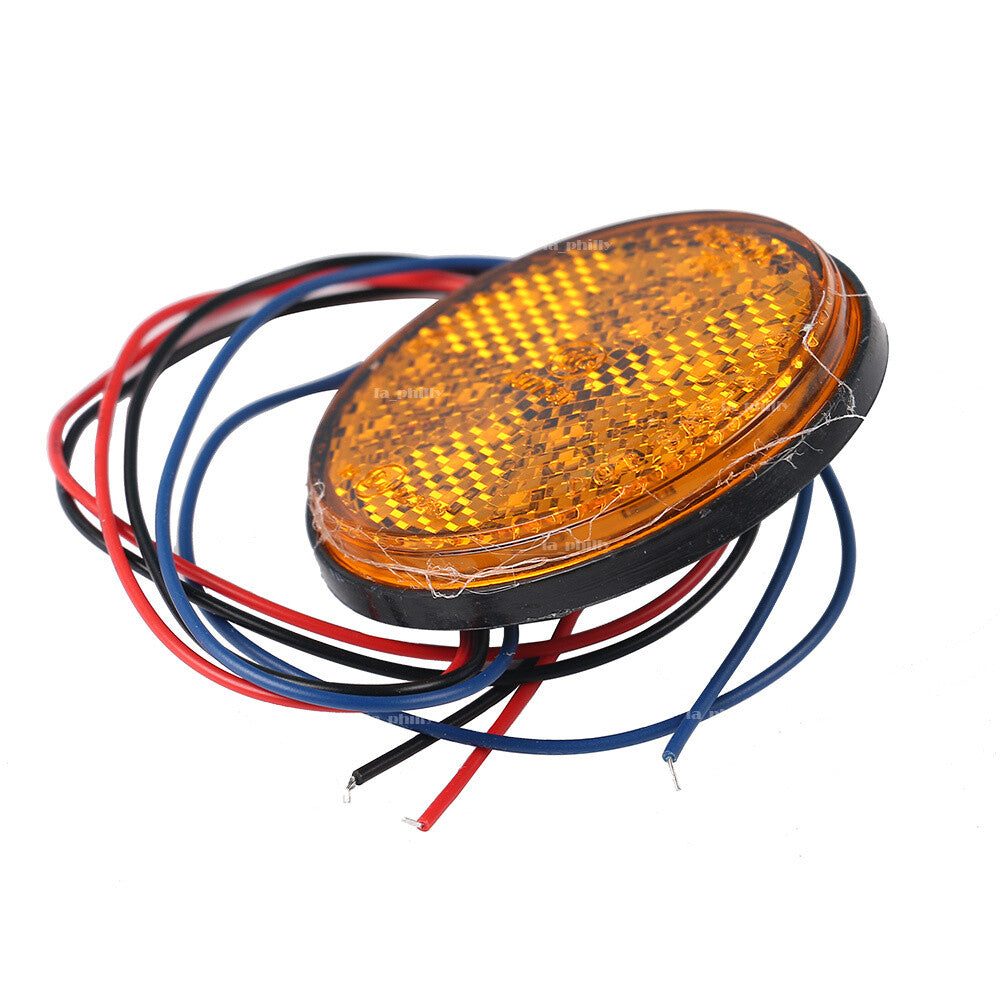 Motorcycle Truck 12V 24 LED Round Brake Stop Tail Rear Light Lamp-Yellow Q