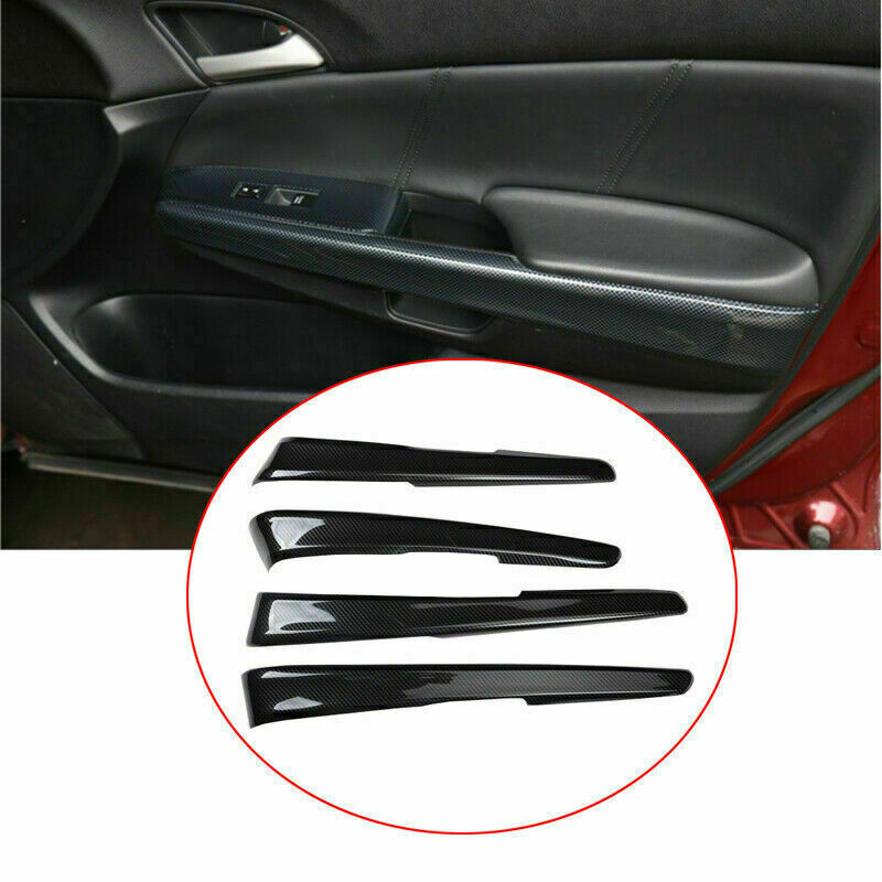 for Honda Accord 2008-12 Carbon Fiber ABS Inner Door Armrest Panel Cover Trim 4x