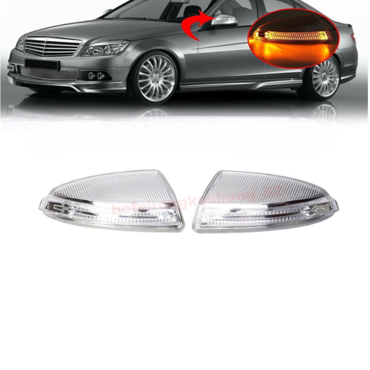 1 double left and right door mirror turn signal amber light suitable for W204 C 63 AMG- v