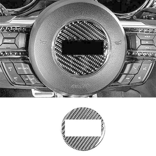 Fit for Ford for Mustang 2015-2022 Carbon Fiber Steering Wheel Cover Panel Trim 1PCS