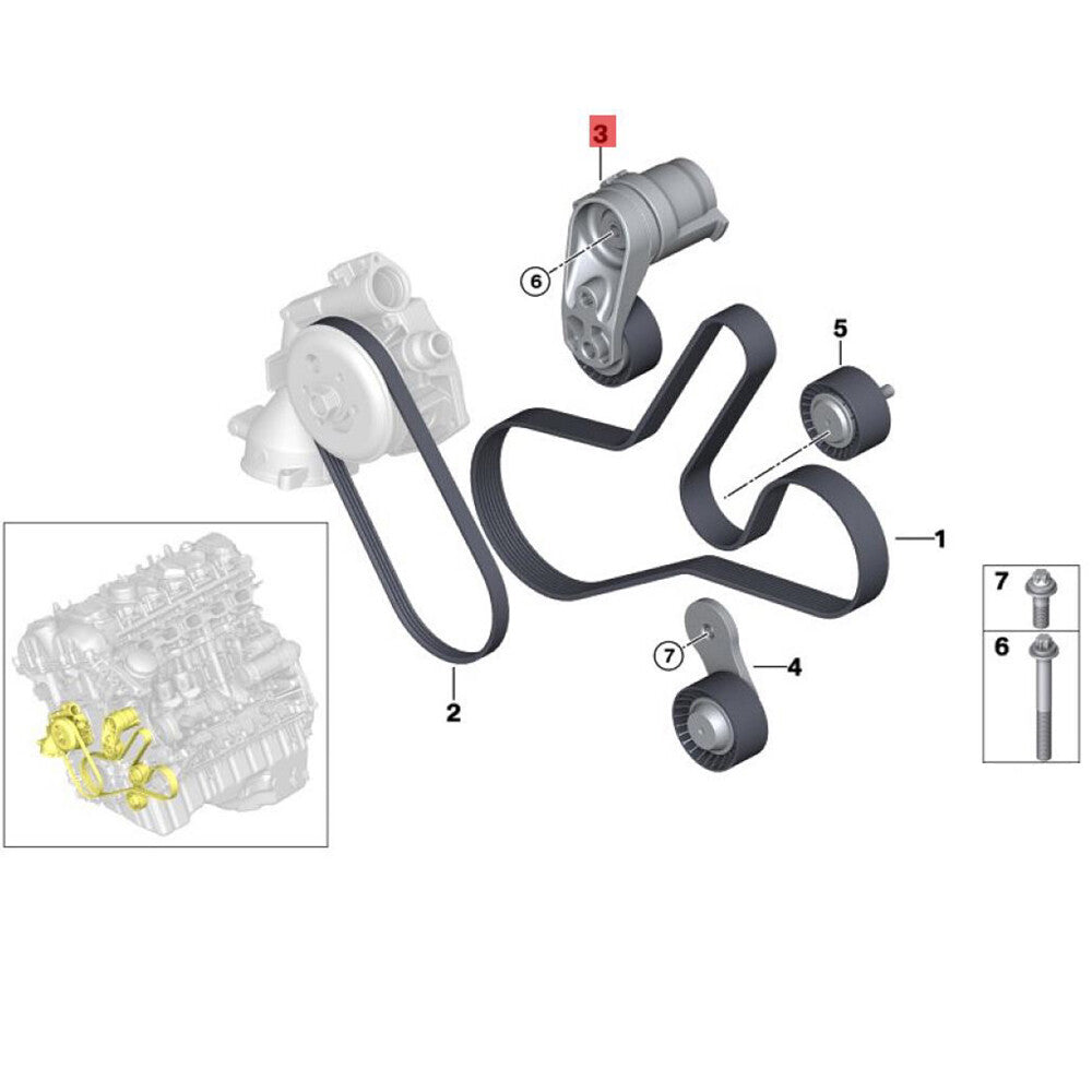 Equipment Manufacturer ( ) Belt Tensioner Assemblies for F01 F02 F06 F07 F10 F12 F13 F15 F16 F22 F25- n